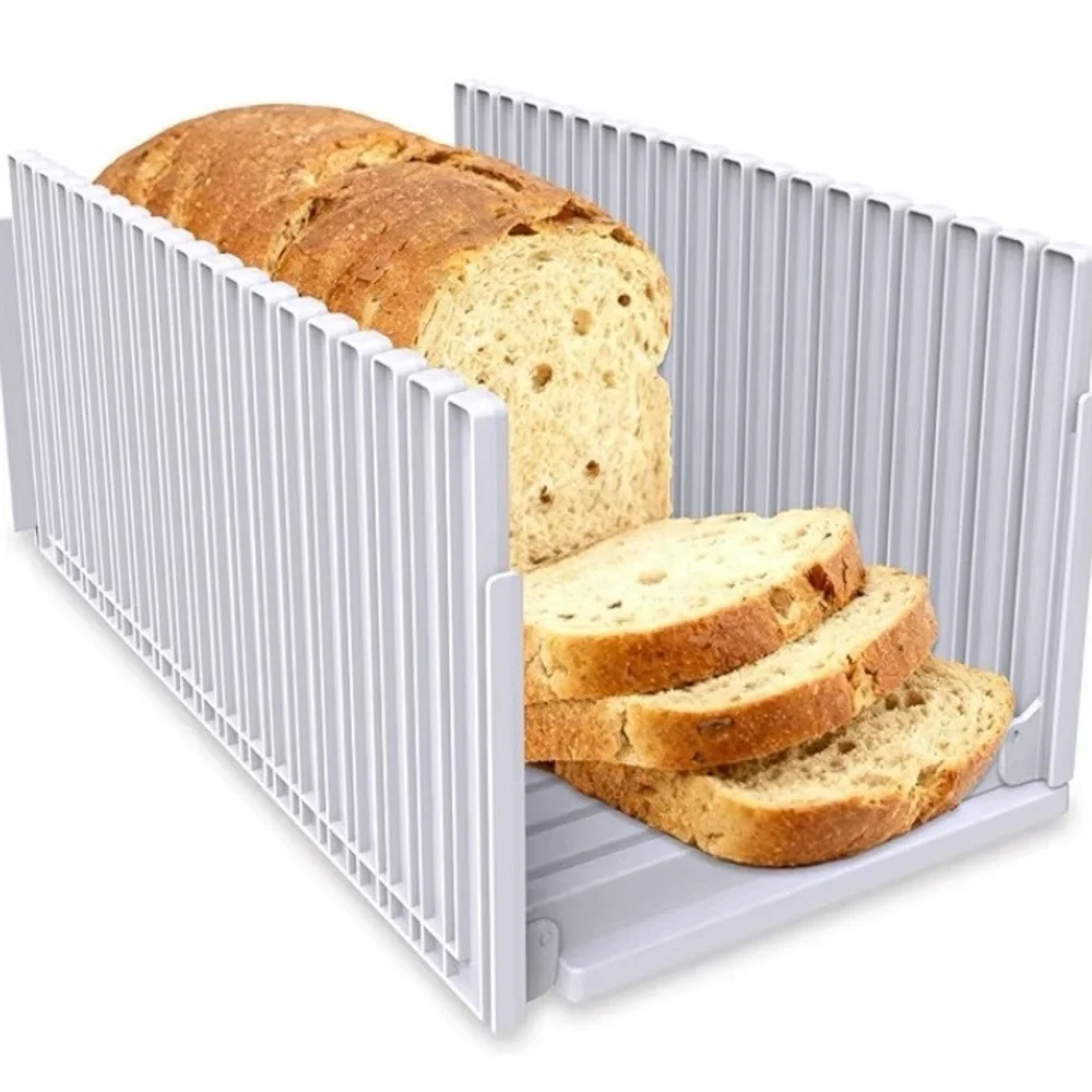 NEW Adjustable Bread Slicer Guide – Foldable Homemade Bread, Bagel & Cake Cutter